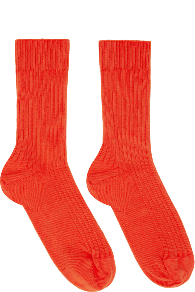 Three assorted pairs of calf-high rib-knit stretch organic cotton-blend socks. Certified GOTS, OEKO-TEX®, and OCS 100.

Supplier color: Red/Purple/Gray