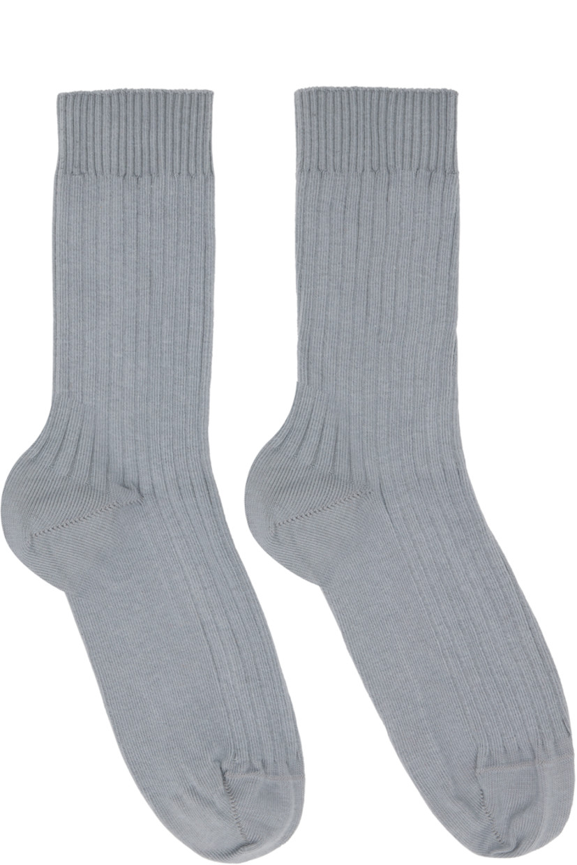 Three assorted pairs of calf-high rib-knit stretch organic cotton-blend socks. Certified GOTS, OEKO-TEX®, and OCS 100.

Supplier color: Red/Purple/Gray