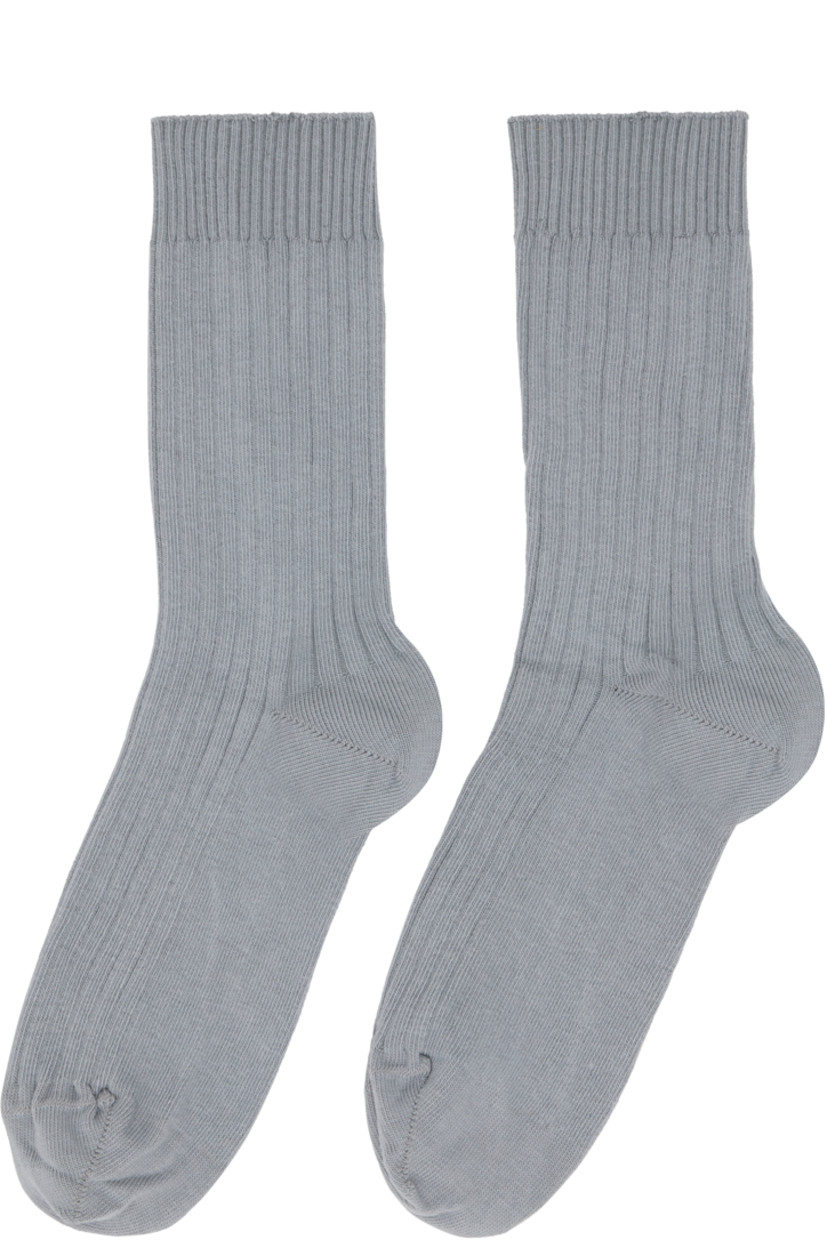 Three assorted pairs of calf-high rib-knit stretch organic cotton-blend socks. Certified GOTS, OEKO-TEX®, and OCS 100.

Supplier color: Red/Purple/Gray
