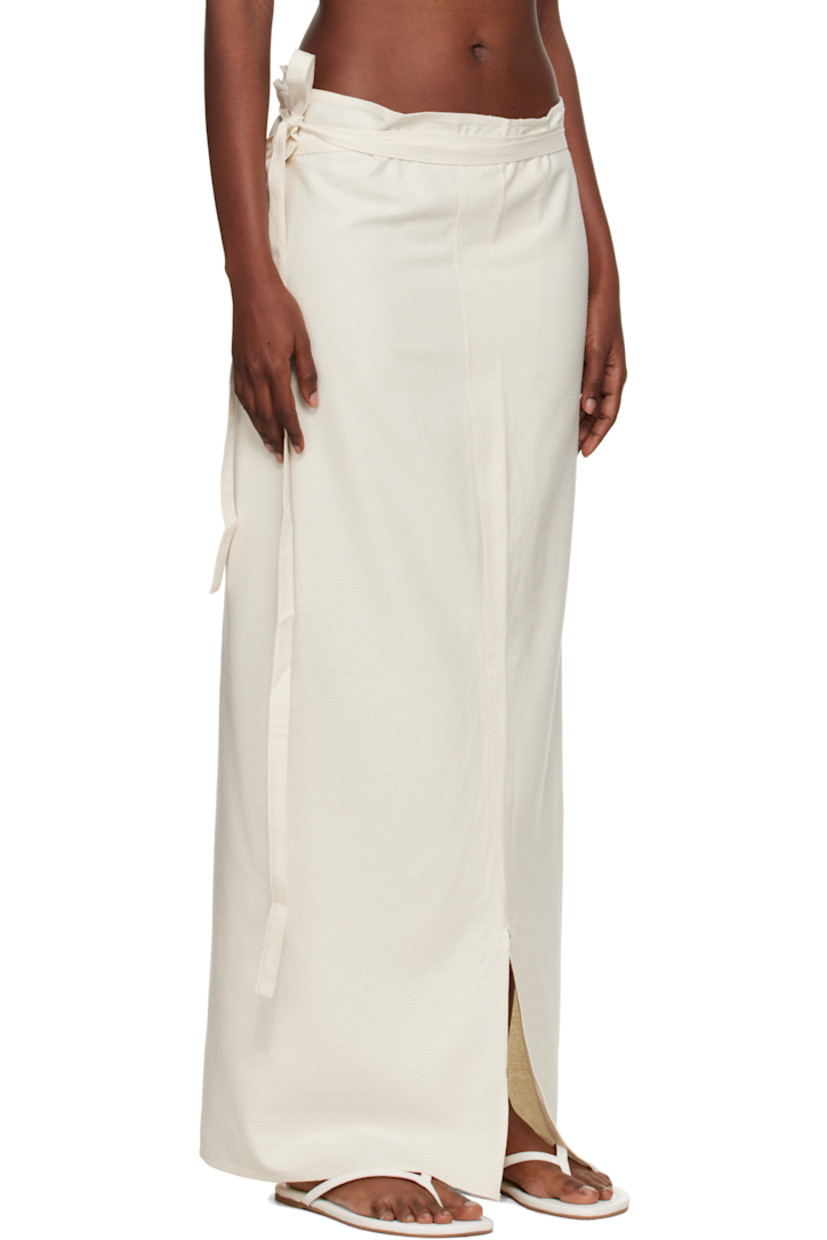 Wild silk noil maxi skirt.

· OEKO-TEX®-certified
· Wrap construction
· Self-tie closure at waist
· Slit at hem

Supplier color: Undyed