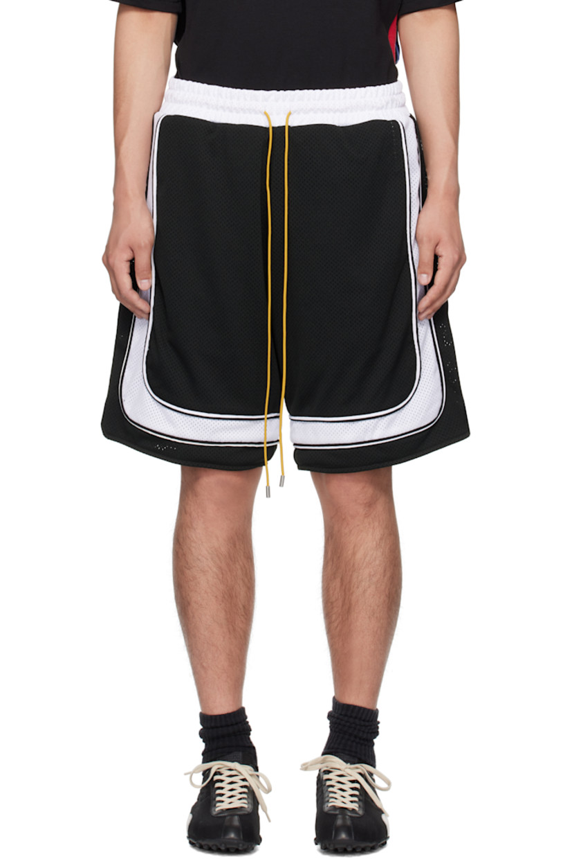 Double-faced polyester mesh shorts. 

· Drawstring at elasticized waistband
· Four-pocket styling
· Piping and vent at outseams 

Supplier color: Black/White