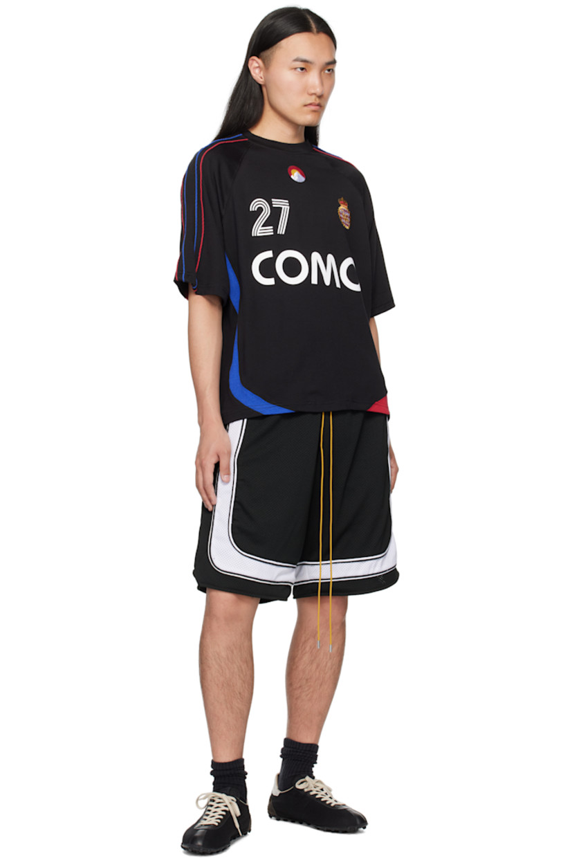 Cotton-blend jersey top.

· Paneled construction
· Rib-knit crewneck
· Text printed and embroidered graphics at front 
· Piping at raglan sleeves 
· Logo and text printed at back 

Supplier color: Black/Navy/Red