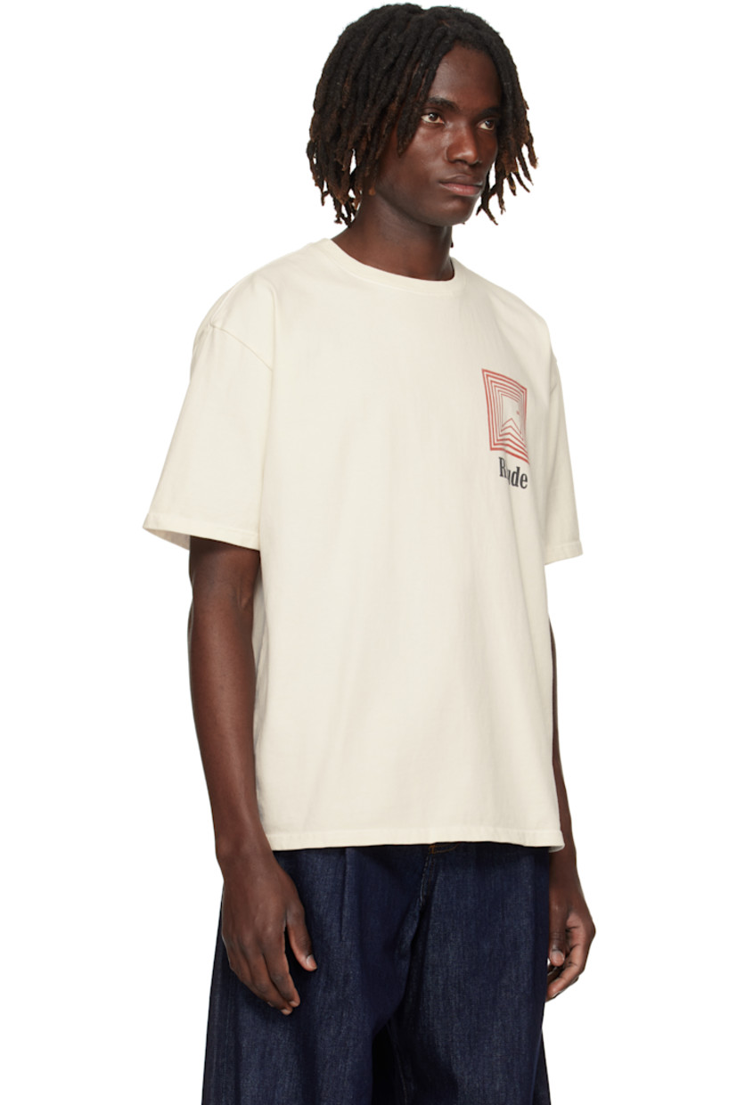 Cotton jersey T-shirt.

· Rib-knit crewneck
· Logo graphic printed at chest and back
· Dropped shoulders

Supplier color: Vintage White