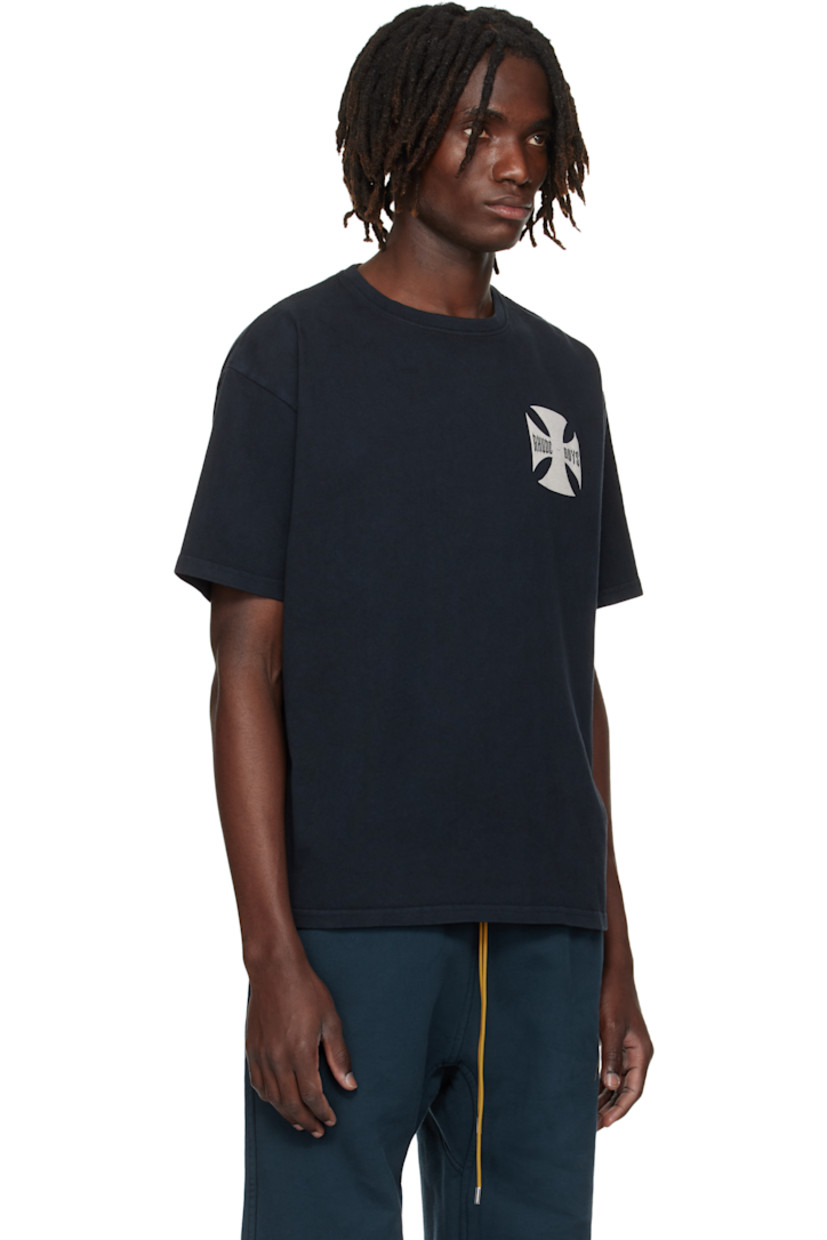 Cotton jersey T-shirt.

· Rib-knit crewneck
· Logo graphic printed at chest and back
· Dropped shoulders
· Text printed at back

Supplier color: Vintage Black