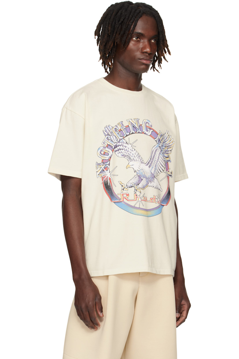 Cotton jersey T-shirt.

· Rib-knit crewneck
· Logo graphic printed at front
· Dropped shoulders

Supplier color: Vintage White