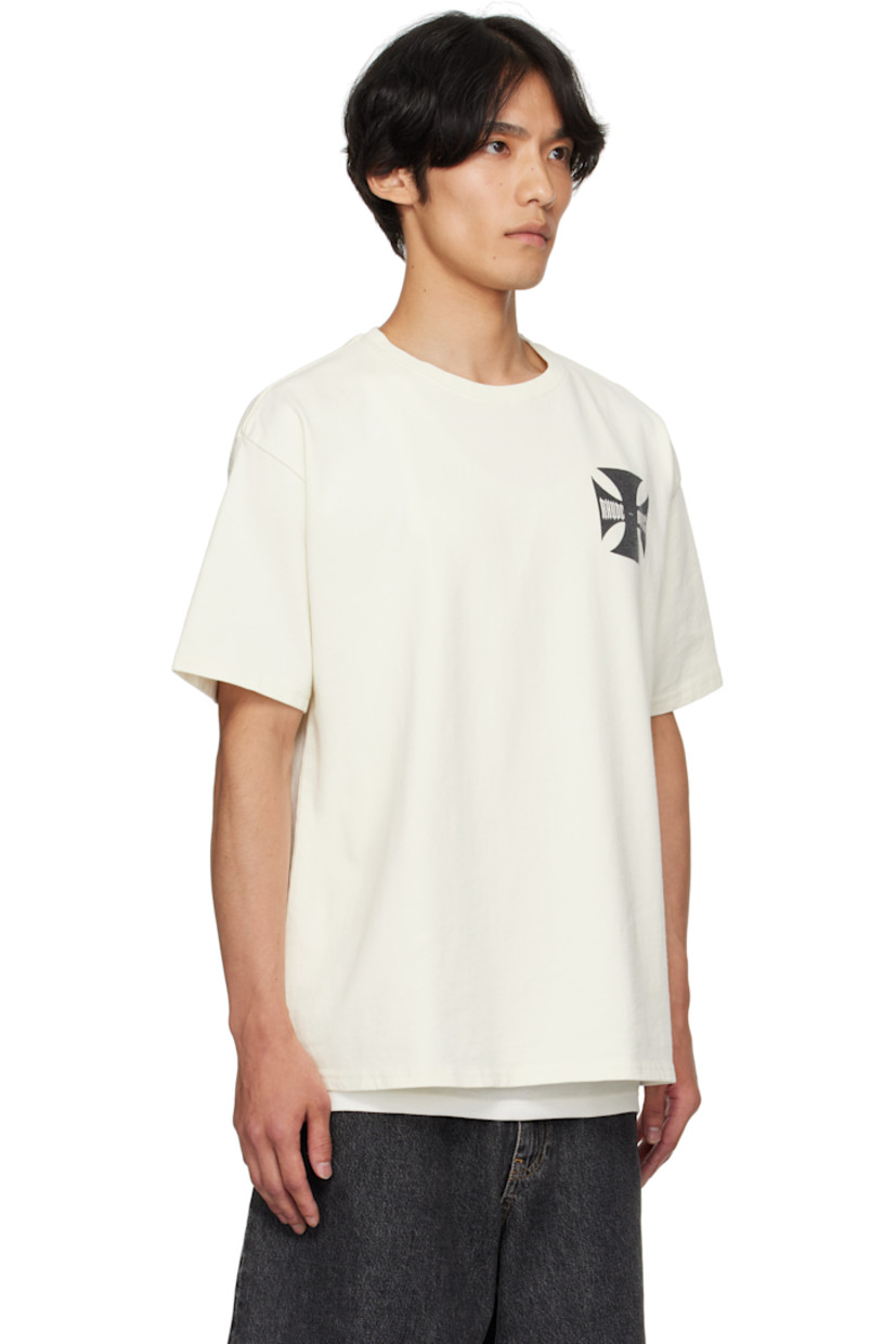 Cotton jersey T-shirt.

· Rib-knit crewneck
· Logo graphic printed at chest and back
· Dropped shoulders
· Text printed at back

Supplier color: White
