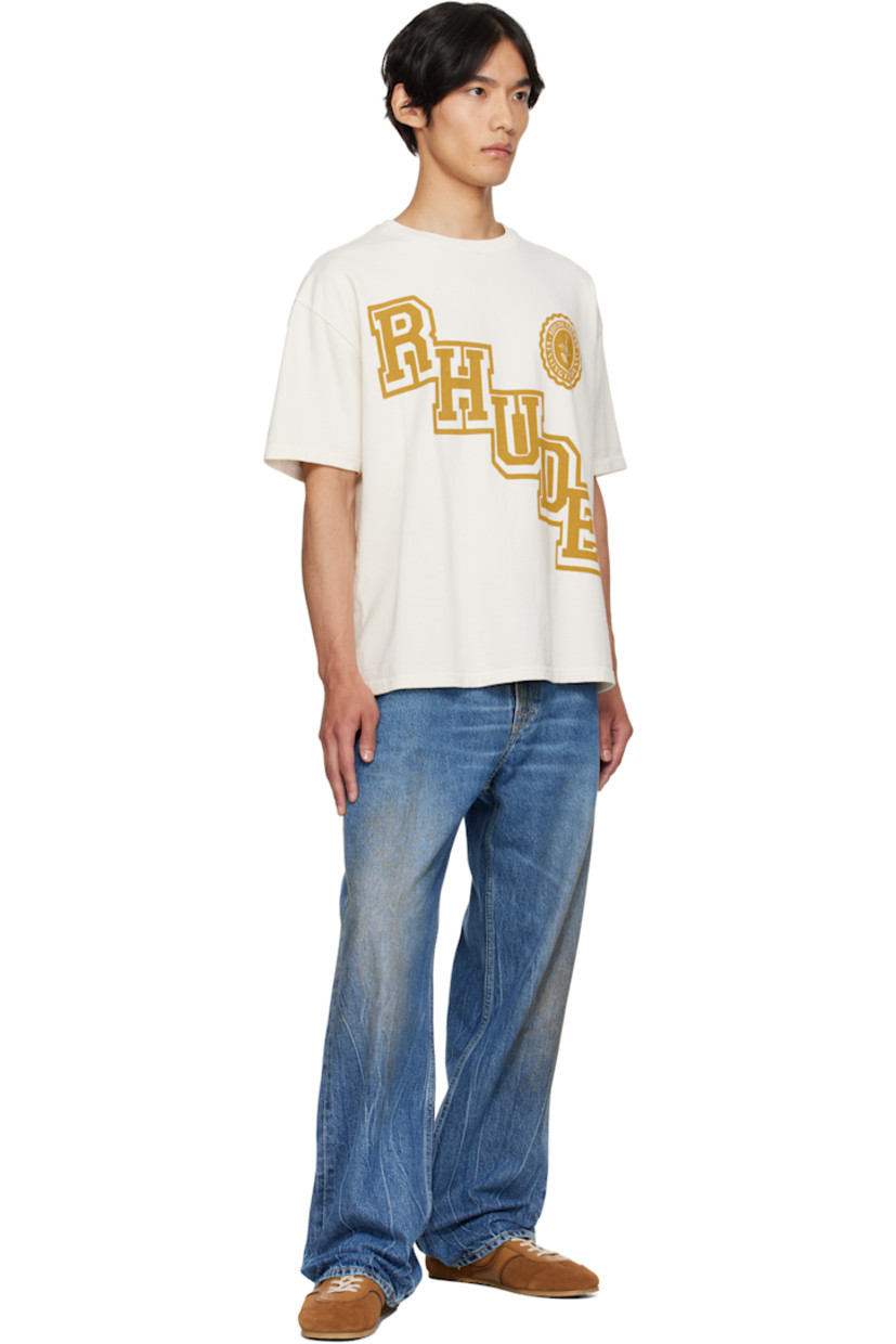 Cotton jersey T-shirt.

· Rib-knit crewneck
· Logos printed at front
· Dropped shoulders

Supplier color: White