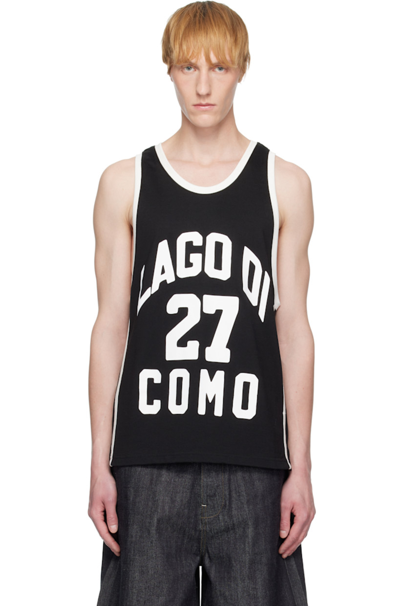 Cotton-blend jersey tank top. 

· Rib-knit scoop neck and armscyes
· Text and logo printed at front and back
· Stripes at vented side seams

Part of the Rhude x Como 1907 collaboration.

Supplier color: Black/White