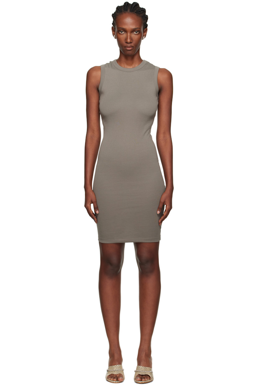 Rib-knit organic cotton midi dress. 

· Crewneck
· Central seam at back

Supplier color: Mushroom