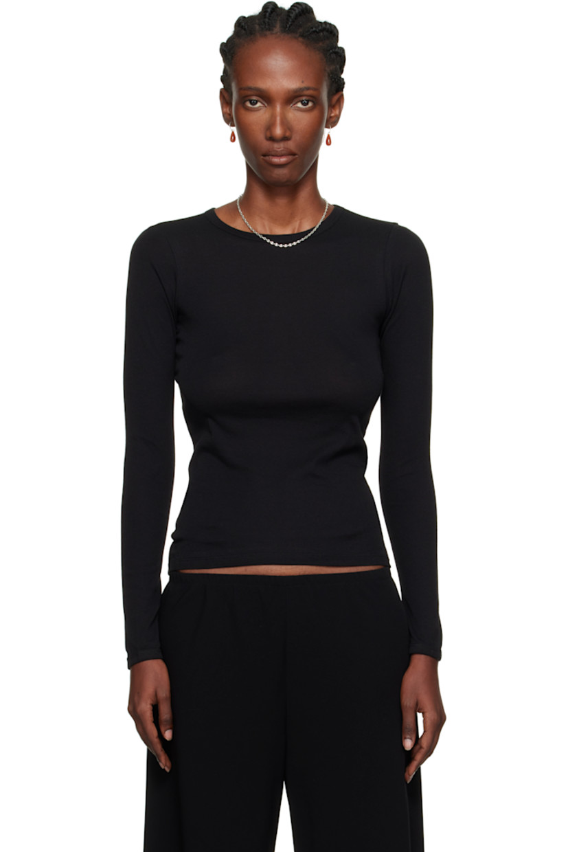 Lightweight rib-knit organic cotton T-shirt. Crewneck.

Supplier color: Black