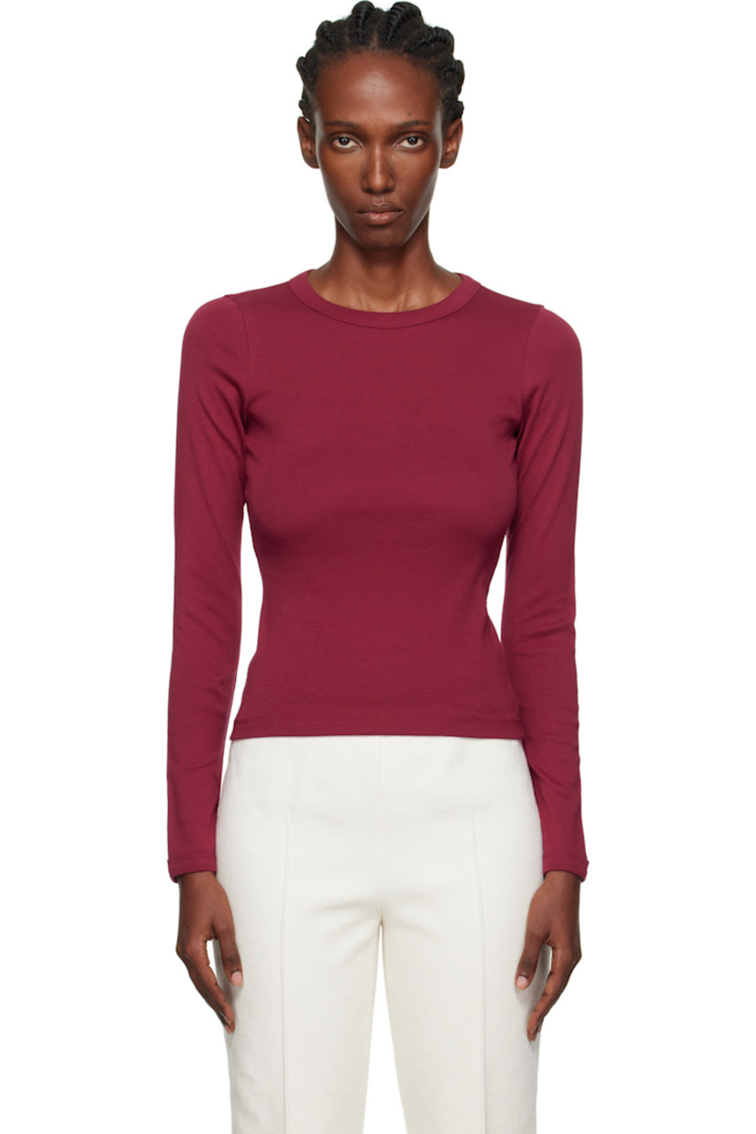 Rib-knit organic cotton T-shirt.

· Rolled crewneck and cuffs
· Central seam at back

Supplier color: Cherry