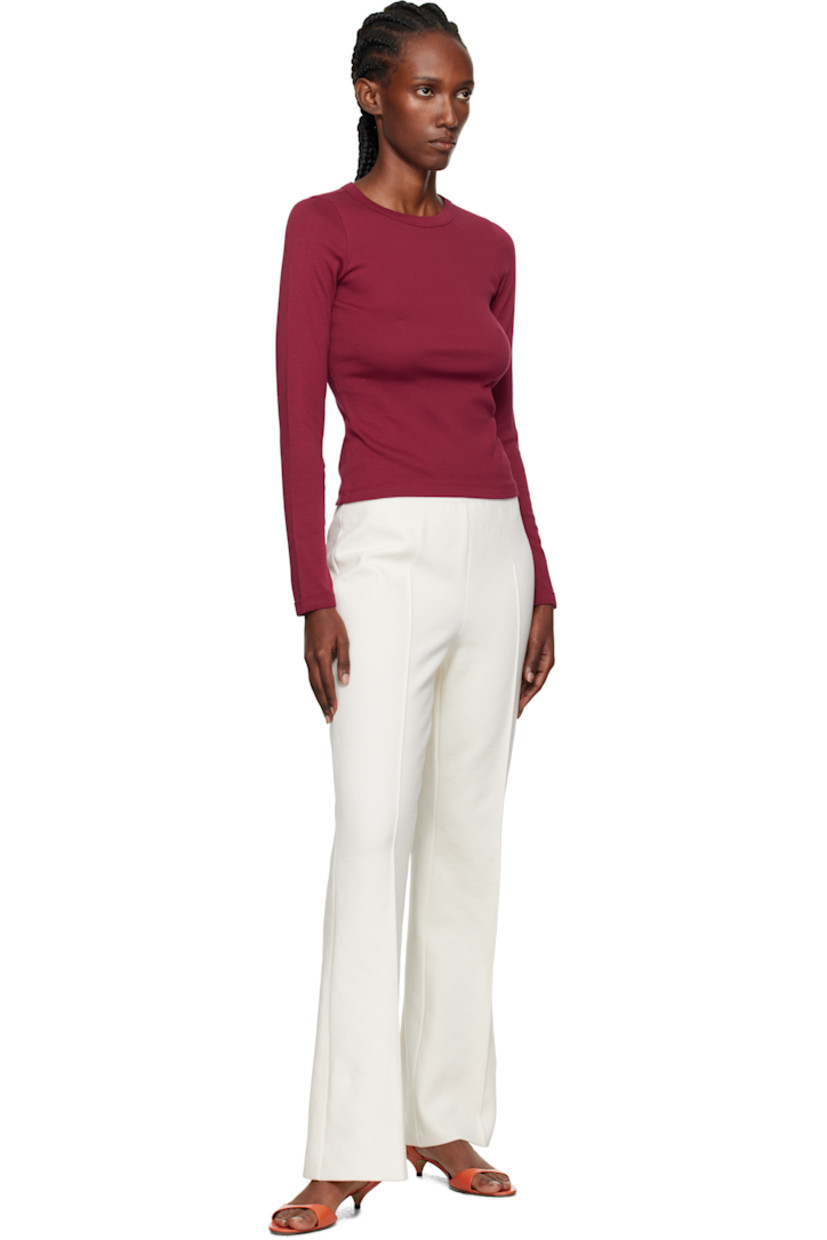 Rib-knit organic cotton T-shirt.

· Rolled crewneck and cuffs
· Central seam at back

Supplier color: Cherry