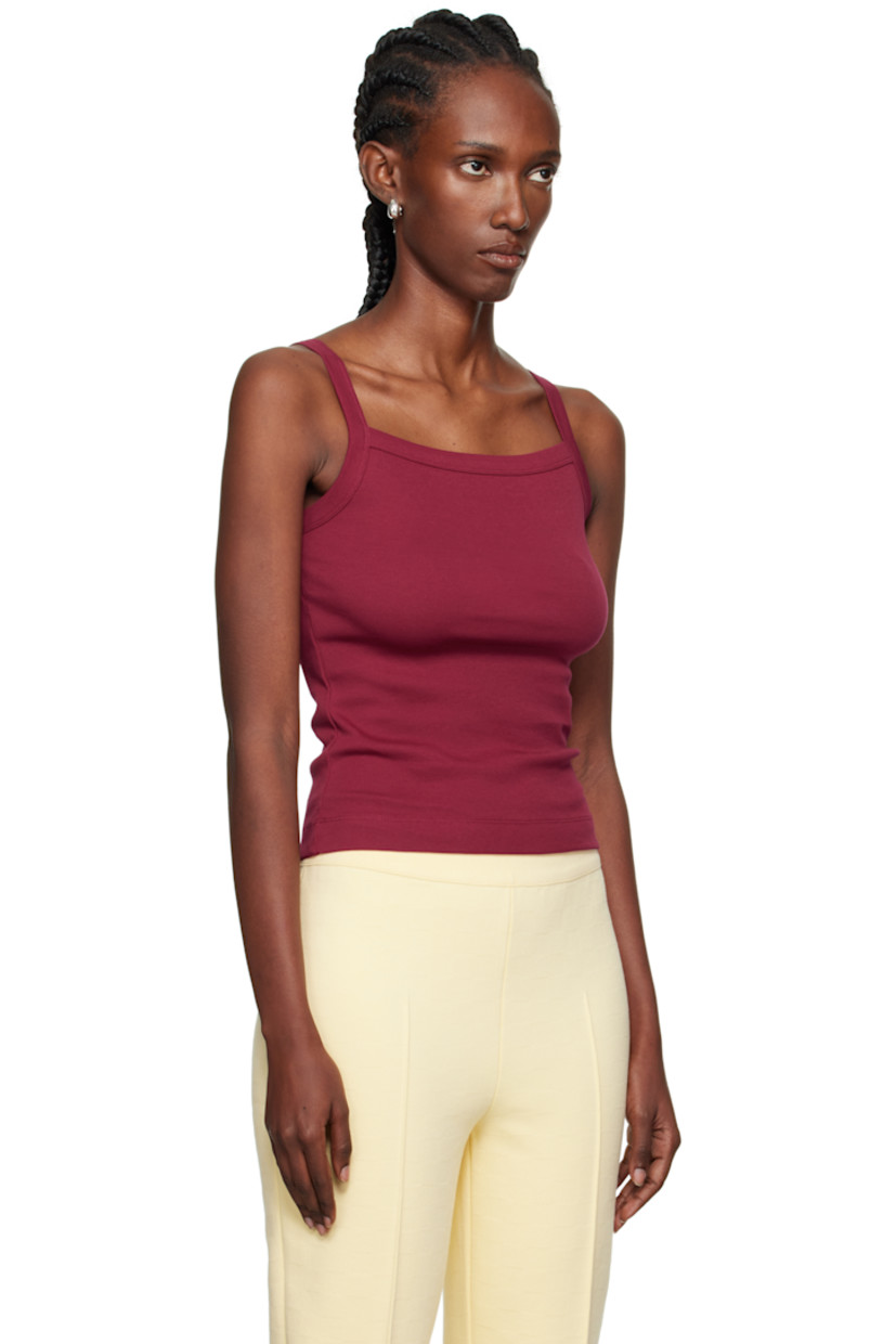 Rib-knit organic cotton camisole.

· Square neck
· Fixed shoulder straps

Supplier color: Cherry