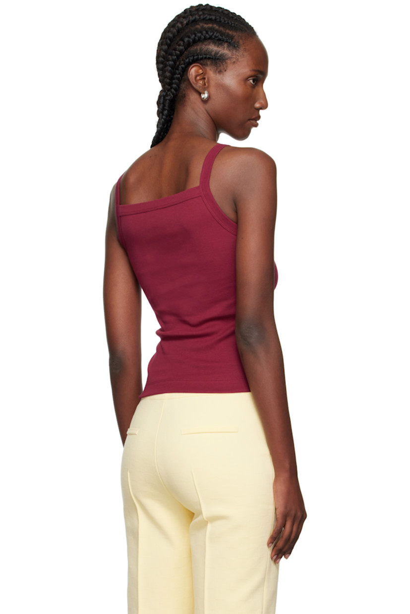 Rib-knit organic cotton camisole.

· Square neck
· Fixed shoulder straps

Supplier color: Cherry