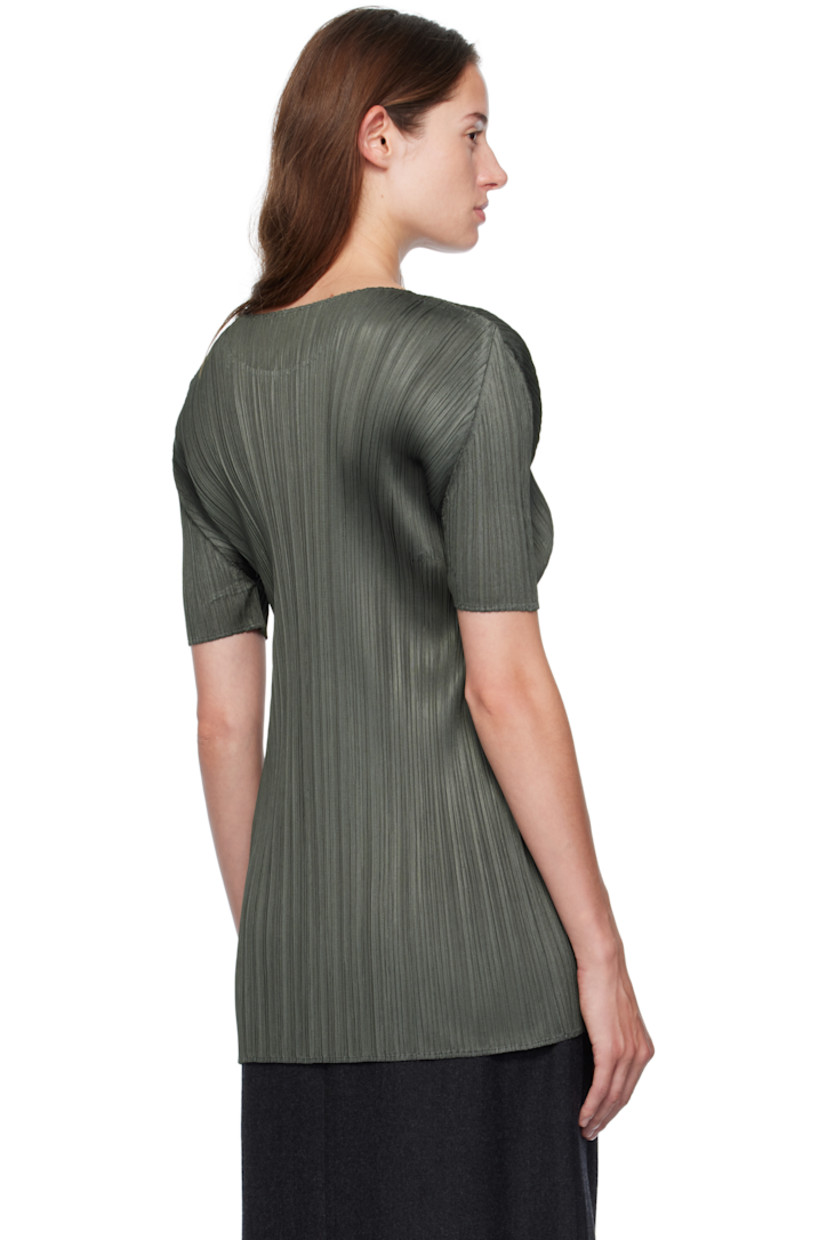 Garment-pleated tricot T-shirt. 

· Crewneck
· Vented side seam

Supplier color: Charcoal gray