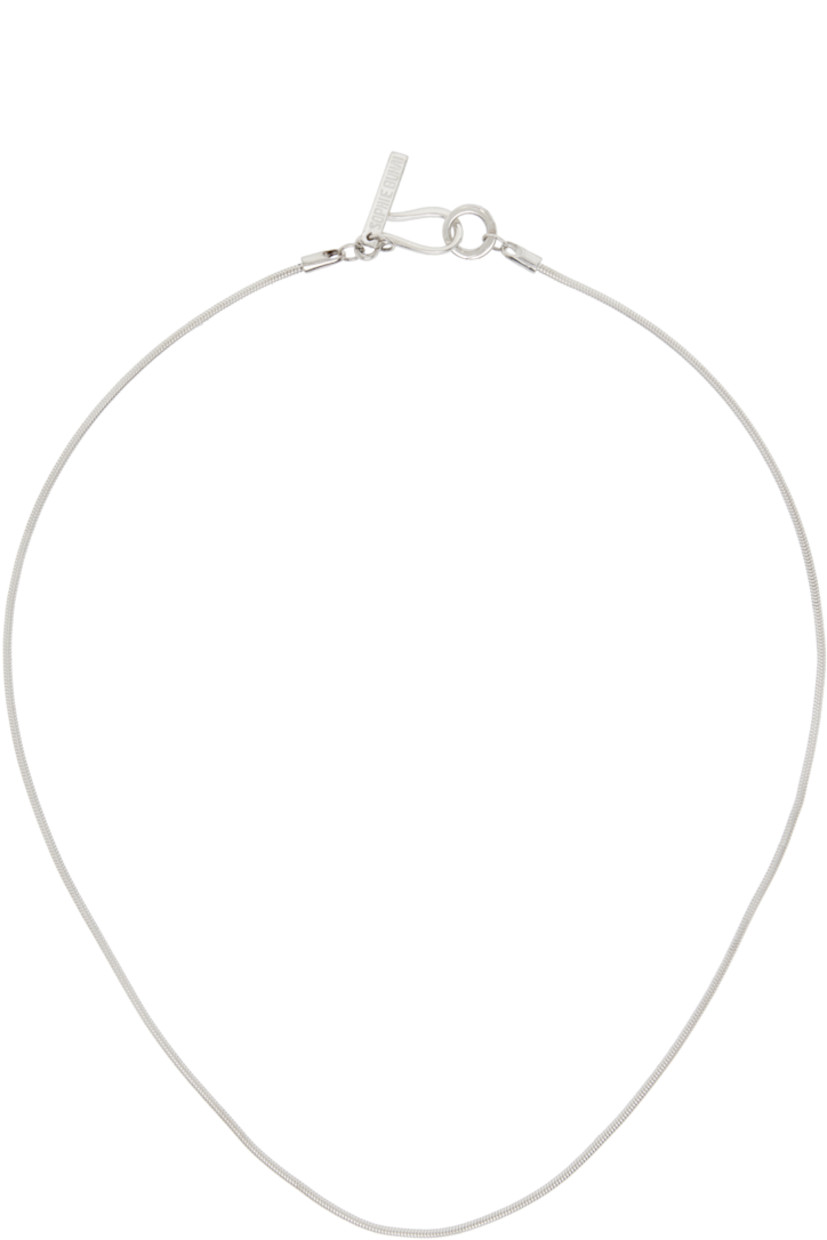 Handcrafted snake chain necklace in sterling silver.

· Logo plaque at hook fastening
· L15.5"

Supplier color: Sterling silver