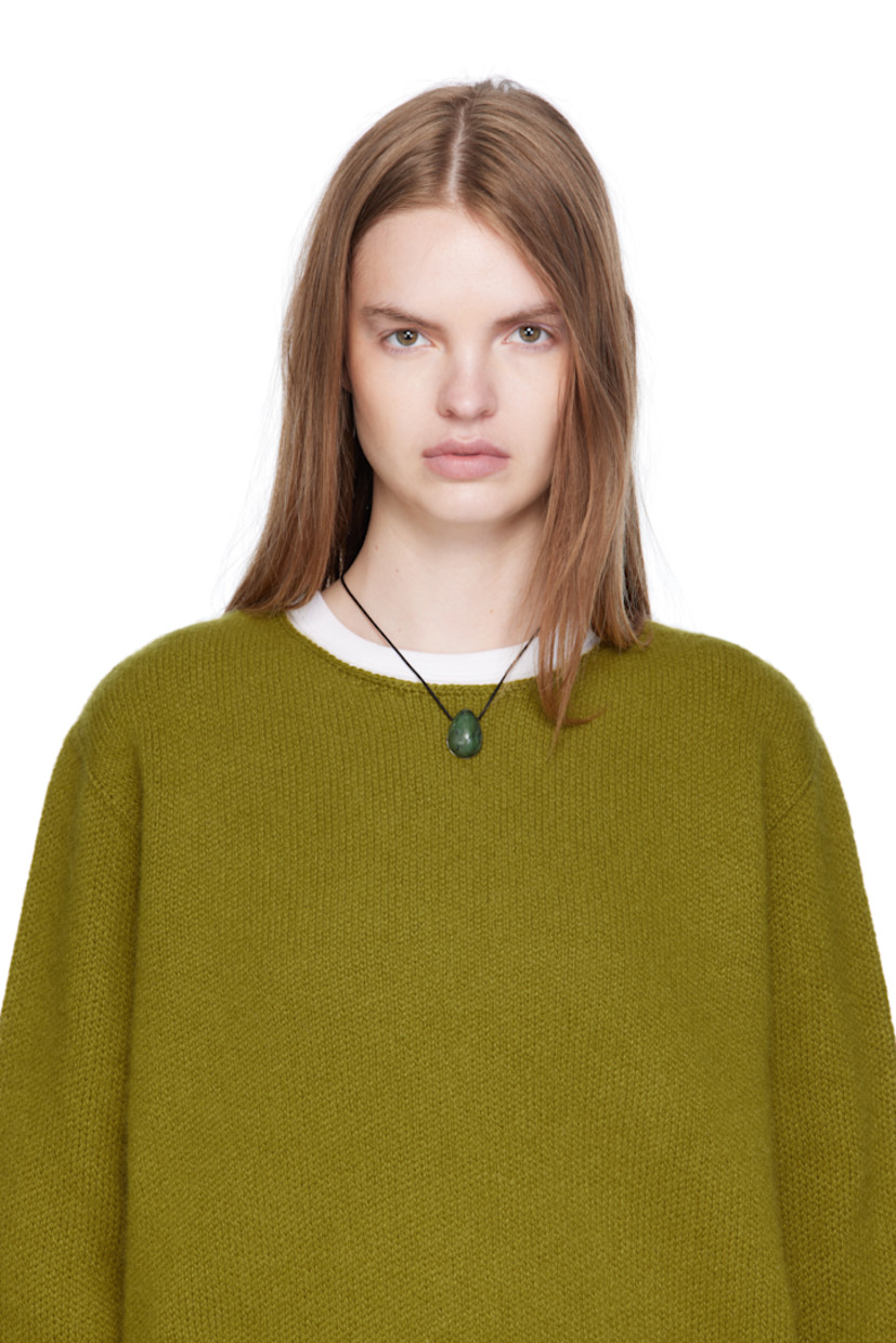 Handcrafted buffed faux-leather choker in black.

· Jade pendant
· Self-tie fastening 
· Logo-engraved sterling silver hardware
· L25"

Supplier color: Jade