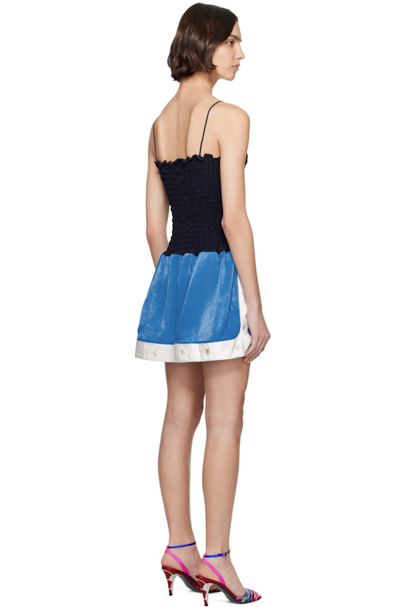 Deadstock polyester satin romper. Shirring throughout.

· Ruffled trim at square neck
· Logo patch at chest
· Fixed spaghetti straps

Supplier color: Multicolour