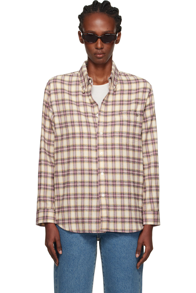 Lightweight cotton-blend flannel shirt.

· Check pattern throughout
· Button-down spread collar
· Button closure
· Logo embroidered at patch pocket
· Shirttail hem
· Adjustable buttoned barrel cuffs
· Box pleat at back yoke

Supplier color: Soft Pink Check