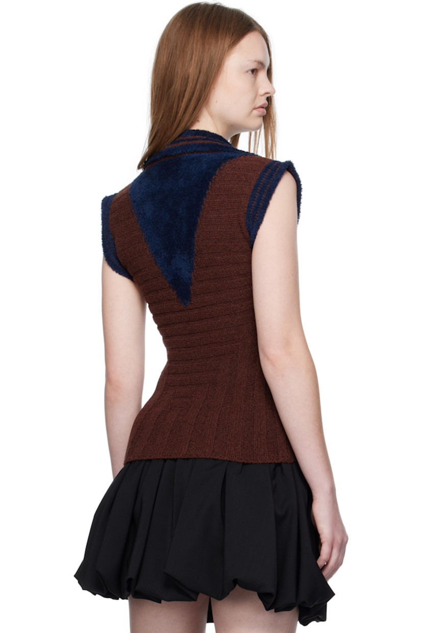 Rib-knit silk and cotton-blend fleece polo. Striped spread collar, V-neck, and armscyes.

Supplier color: Mahogany brown