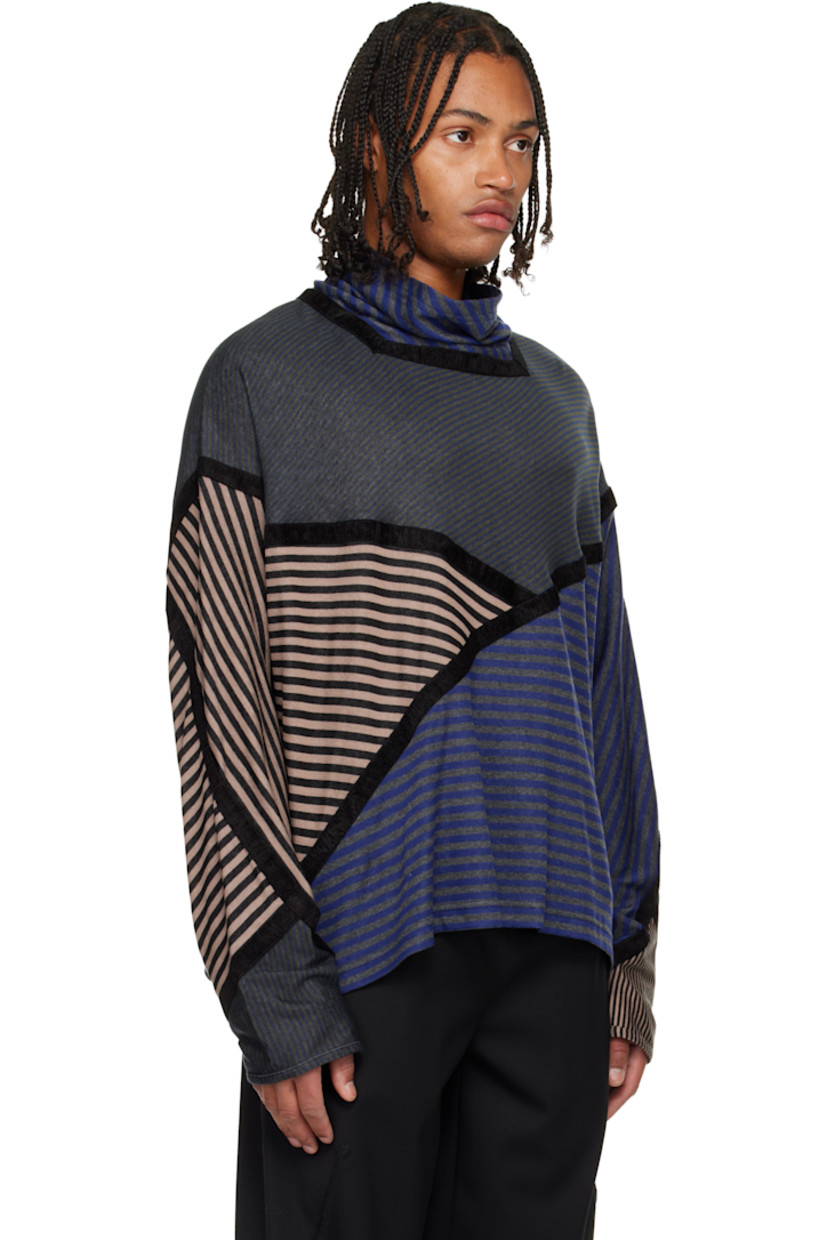 Stretch tencel-blend jersey top.

· Stripes and twill trim throughout 
· Funnel neck
· Dropped shoulders

Supplier color: Blue/Grey