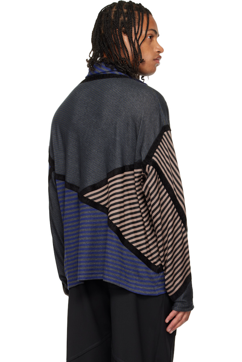 Stretch tencel-blend jersey top.

· Stripes and twill trim throughout 
· Funnel neck
· Dropped shoulders

Supplier color: Blue/Grey