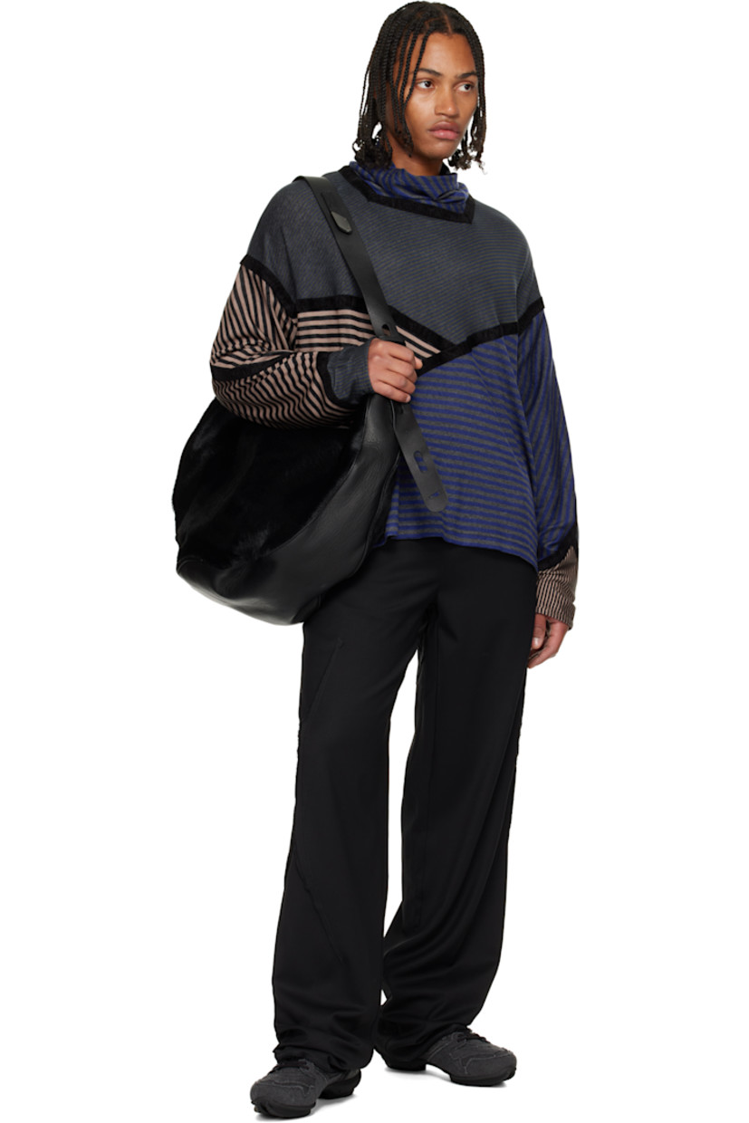 Stretch tencel-blend jersey top.

· Stripes and twill trim throughout 
· Funnel neck
· Dropped shoulders

Supplier color: Blue/Grey