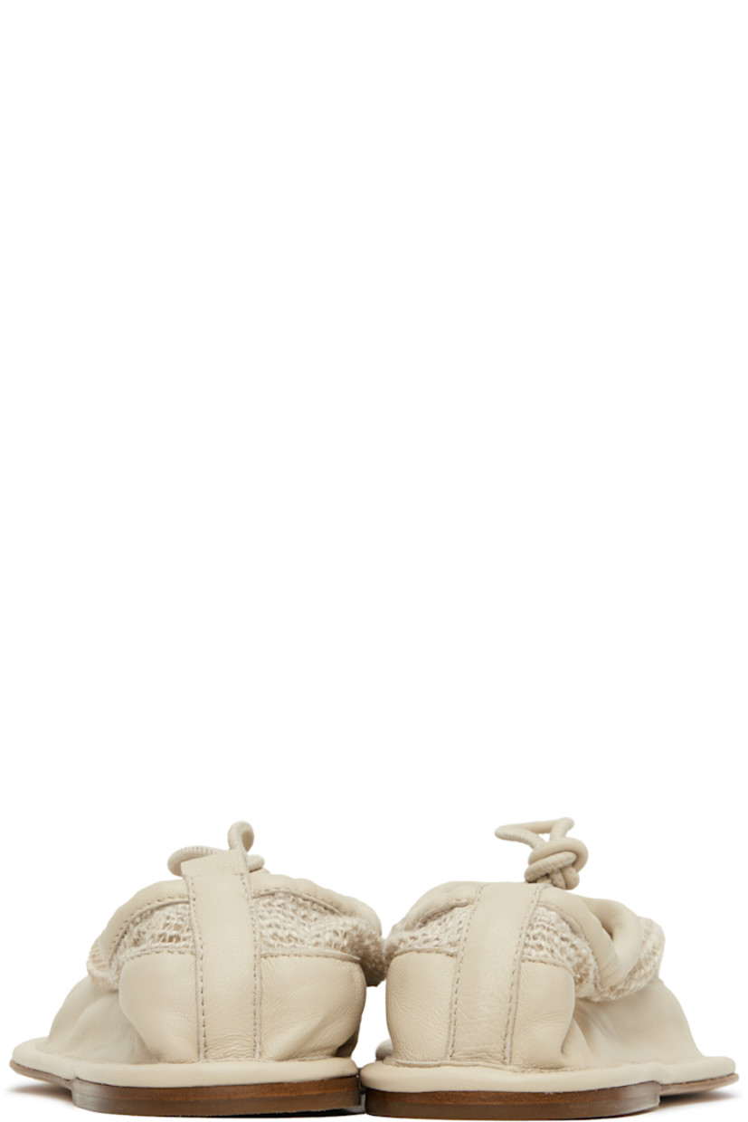 Grained lambskin and linen-blend mesh ballerina flats in beige.

· Square toe
· Drawstring at collar
· Pull-loop at heel collar
· Rubber heel
· Calfskin sole

Part of the RUOHAN x Hereu collaboration. 

Supplier color: Cream