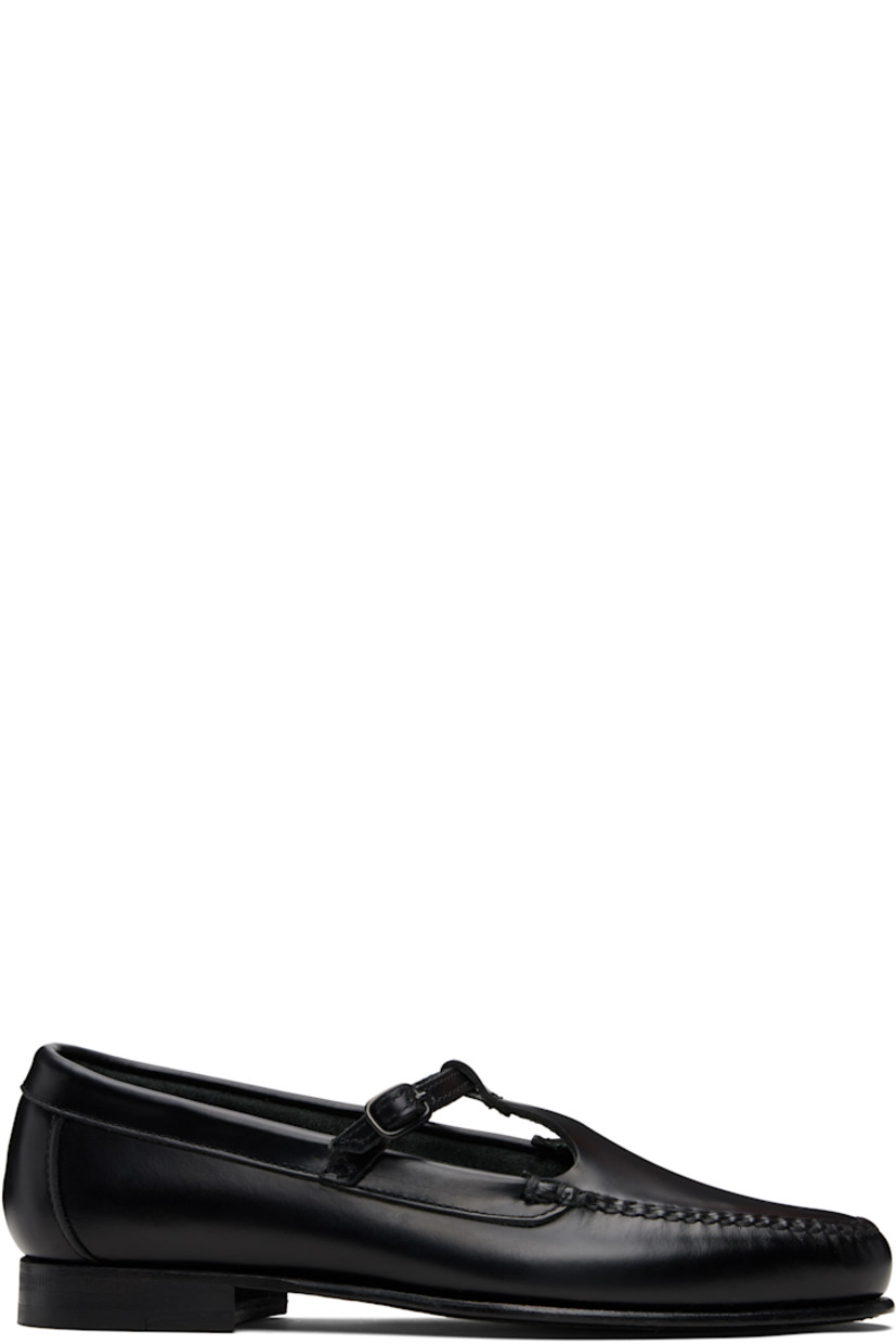 Handcrafted buffed calfskin loafers.

· Moc toe
· Pin-buckle strap at vamp
· Suede interior
· Stacked calfskin heel
· Calfskin sole

Supplier color: Black