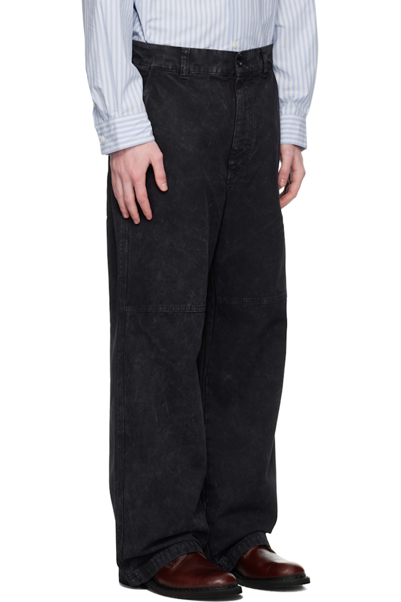 Cotton canvas trousers.

· Fading throughout
· Straight-leg
· Mid-rise
· Belt loops
· Four-pocket styling
· Zip fly
· Logo flag at back waistband

Supplier color: Black marble