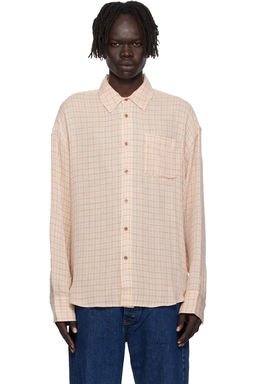 Viscose-blend flannel shirt.

· Check pattern throughout
· Spread collar
· Button closure
· Patch pocket at chest
· Shirttail hem
· Dropped shoulders
· Adjustable buttoned barrel cuffs
· Box pleat at back yoke
· Corozo hardware

Supplier color: Airy pink check