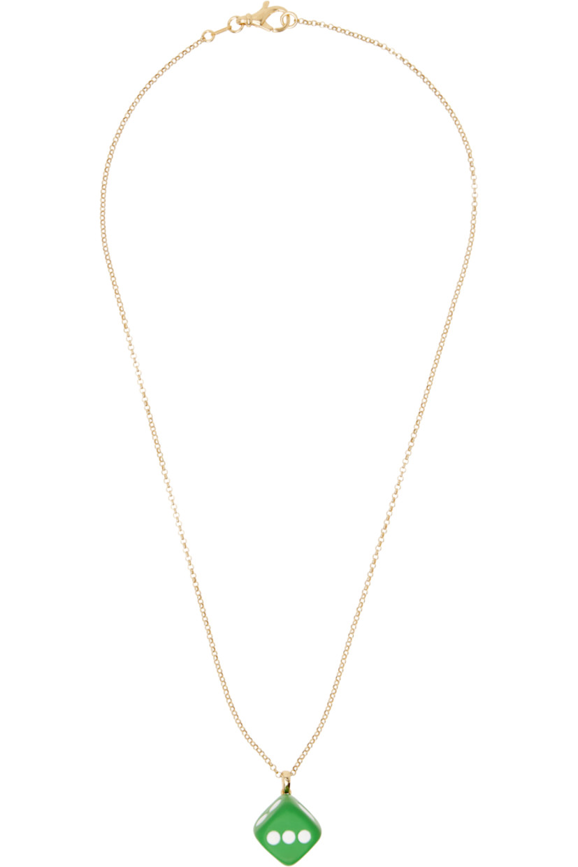 Handcrafted rolo chain necklace in 18k yellow gold vermeil. 

·� Green enameled pendant at drop
· Logo-engraved lobster-clasp fastening 
· L21"

Supplier color: Yellow gold/Green