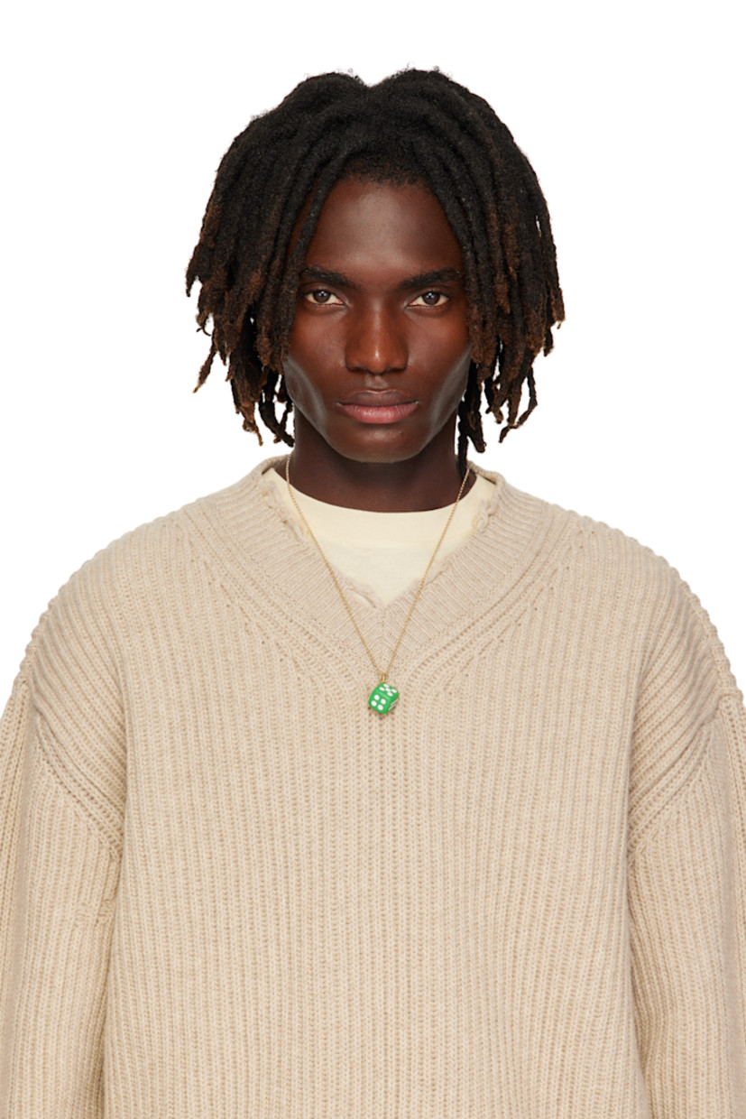 Handcrafted rolo chain necklace in 18k yellow gold vermeil. 

· Green enameled pendant at drop
· Logo-engraved lobster-clasp fastening 
· L21"

Supplier color: Yellow gold/Green