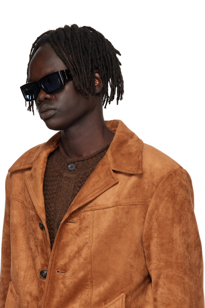 Rectangular acetate-frame sunglasses.

· Blue lenses
· Integrated nose pads
· Logo hardware at temples
· Includes pouch
· Size 55.19 145

Supplier color: Azure