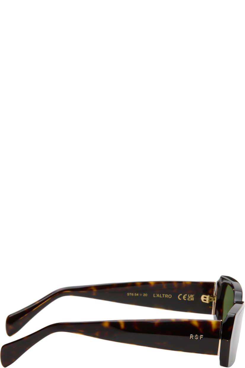 Rectangular semi-transparent tortoiseshell acetate-frame sunglasses.

· Green lenses
· Integrated nose pads
· Logo hardware at temples
· Core wires
· Includes pouch
· Size 54.20 145

Supplier color: Havana