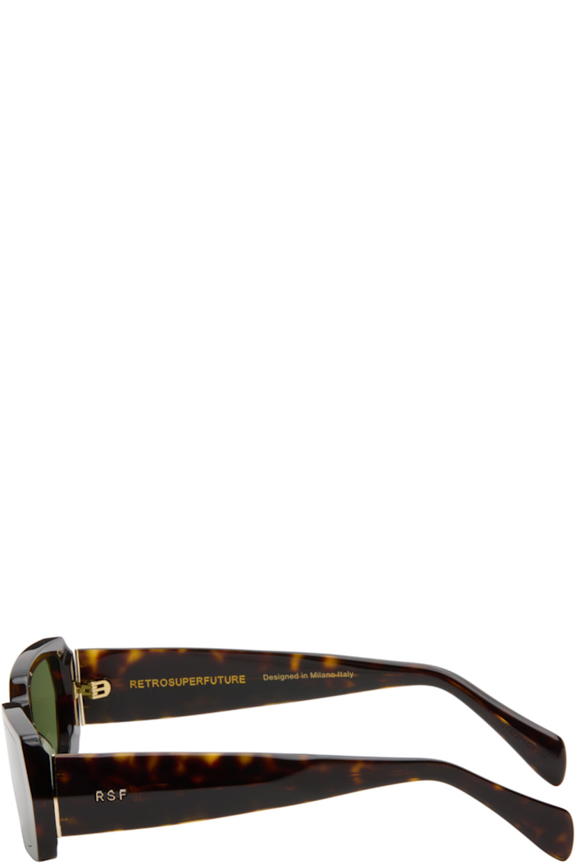 Rectangular semi-transparent tortoiseshell acetate-frame sunglasses.

· Green lenses
· Integrated nose pads
· Logo hardware at temples
· Core wires
· Includes pouch
· Size 54.20 145

Supplier color: Havana