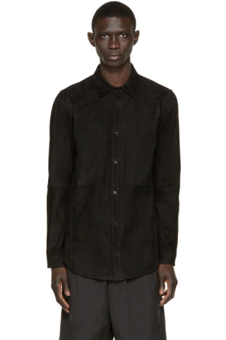 Alexander Wang: Black Suede Overshirt | SSENSE