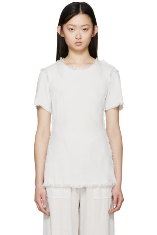 Raquel Allegra: Grey Crepe Bias Blouse | SSENSE