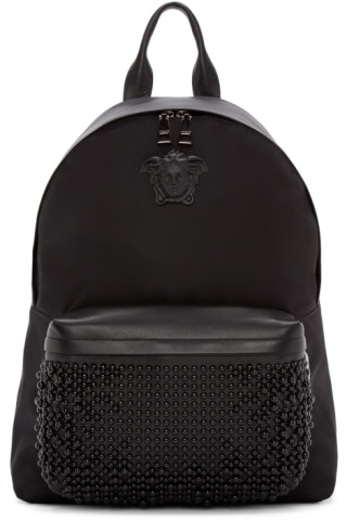 Versace: Black Nylon Studded Backpack | SSENSE