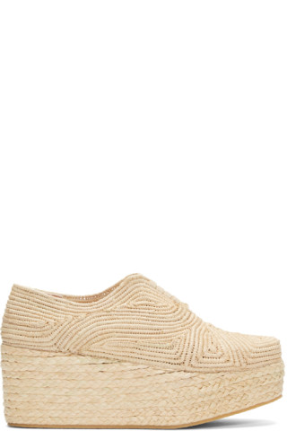 Robert Clergerie: Tan Rafia Flatform Pinto Shoes | SSENSE Canada