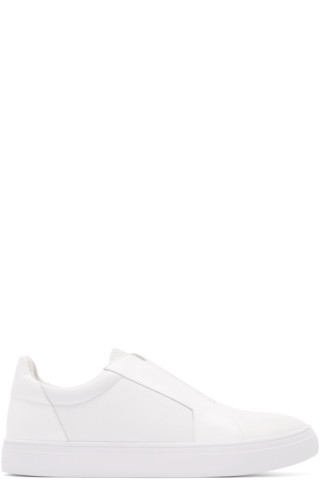 Tiger of Sweden: White Leather Slip-On Sneakers | SSENSE