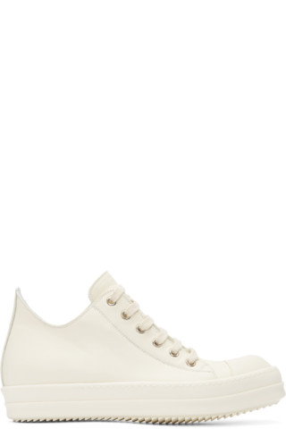 Rick Owens: White Leather Low Sneakers | SSENSE