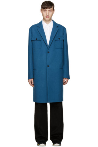 Marni: Blue Wool Coat | SSENSE