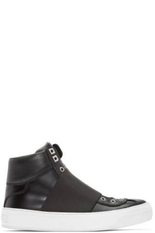 Jimmy Choo: Black Leather Archie High-Top Sneakers | SSENSE