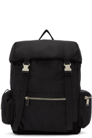 Christian Dada: Black Nylon & Leather Backpack | SSENSE