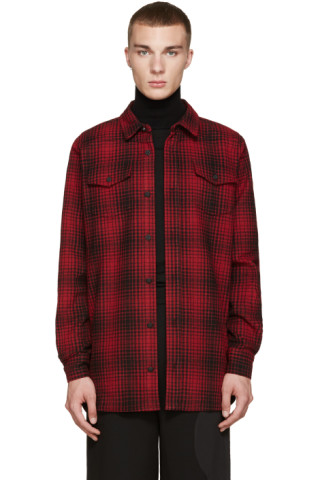 Off-White: Red Tartan Shirt | SSENSE