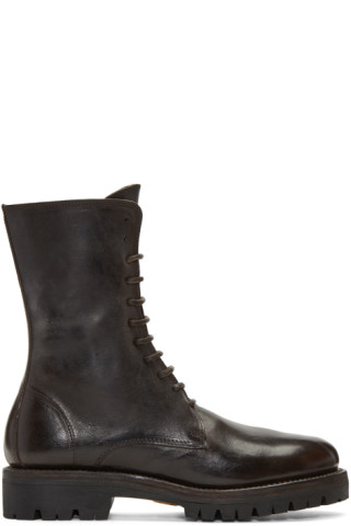 Guidi: Brown Leather Lace-Up Boots | SSENSE