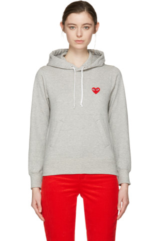 Comme des Garçons Play: Grey Heart Patch Hoodie | SSENSE