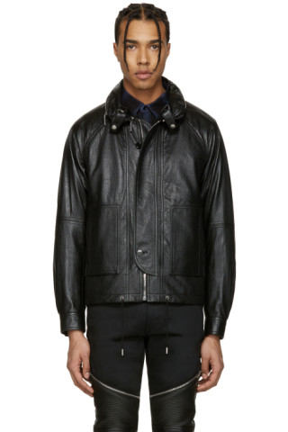 Saint Laurent: Black Leather Slouchy Jacket | SSENSE