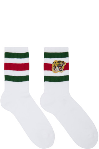 Gucci: White Little William Tiger Socks | SSENSE